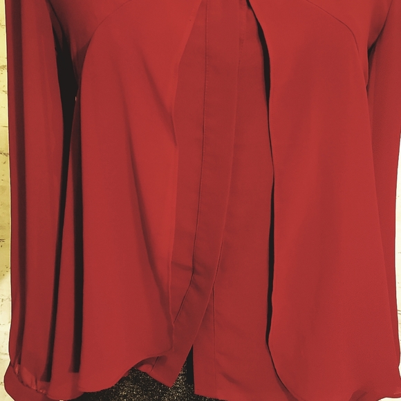 Chico's Semisheer Blouse Berry Red - Picture 4 of 6